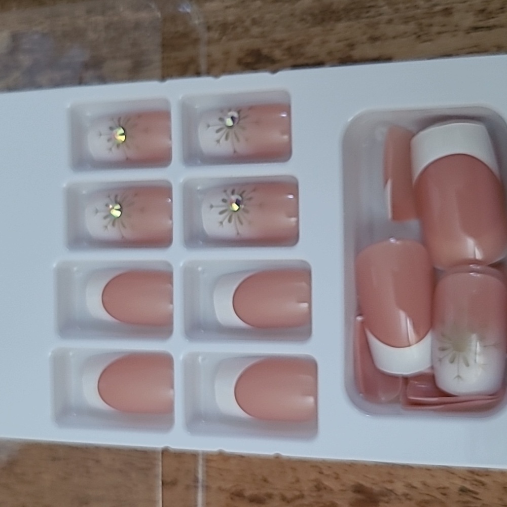 2/$16 Rhinestone French Manicure Press On Nails